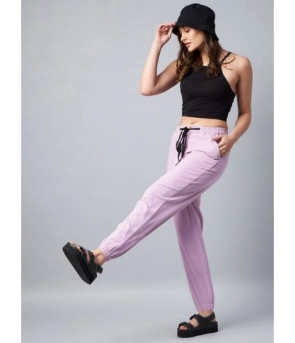 Generic Women's Coton Twill Solid Elasticated Trousers (Lavender)