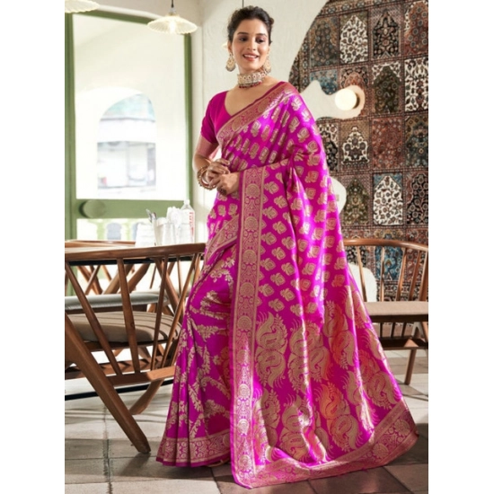 Generic Women's Jacquard Printed Saree With Unstitched Blouse 5.5Mtr (Pink) Generic Women's Jacquard Printed Saree With Unstitched Blouse 5.5Mtr (Pink)