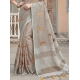 Generic Women's Linen Embroidered Saree With Unstitched Blouse 5.5Mtr (Light Beige) Generic Women's Linen Embroidered Saree With Unstitched Blouse 5.5Mtr (Light Beige)