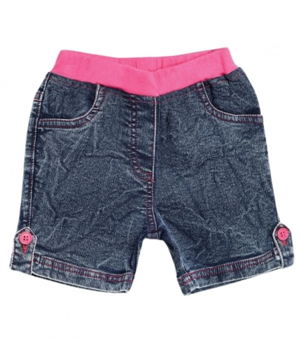 Generic Girl's Denim Lace Inserts Sleeveless Shorts (Blue-Pink)
