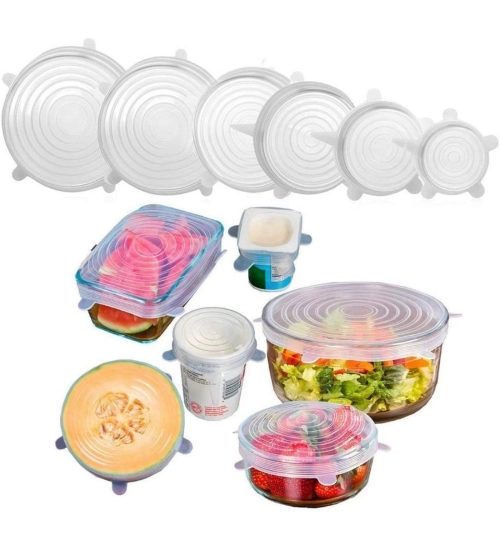 Generic Pack Of 2_Silicone Lids – Reusable Stretchable Covers for Bowls And Containers (Color: Assorted )