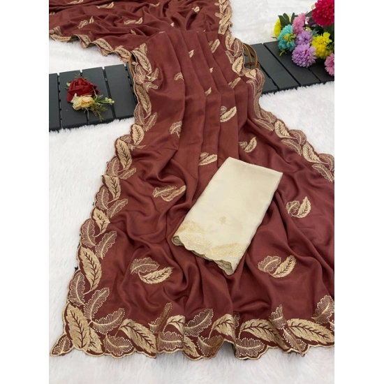 Generic Women's Chiffon Embroidered Saree With Unstitched Blouse 5.5Mtr (Maroon) Generic Women's Chiffon Embroidered Saree With Unstitched Blouse 5.5Mtr (Maroon)
