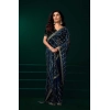 Generic Women's Net Sequence Saree With Unstitched Blouse 5.5Mtr (Blue)