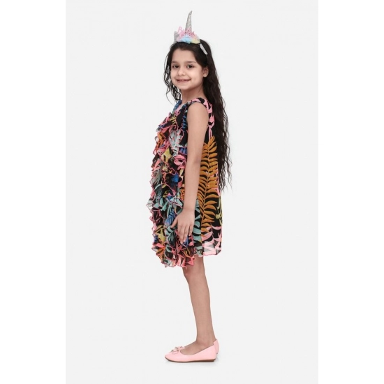 Generic Girl's Chiffon Ruffled Sleeveless Dress (Black) Generic Girl's Chiffon Ruffled Sleeveless Dress (Black)