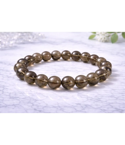 Generic Natural Crystal 8mm Smoky Quartz Bracelet  (Brown)