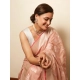 Generic Women's Litchi silk Printed Saree With Unstitched Blouse (Peach)