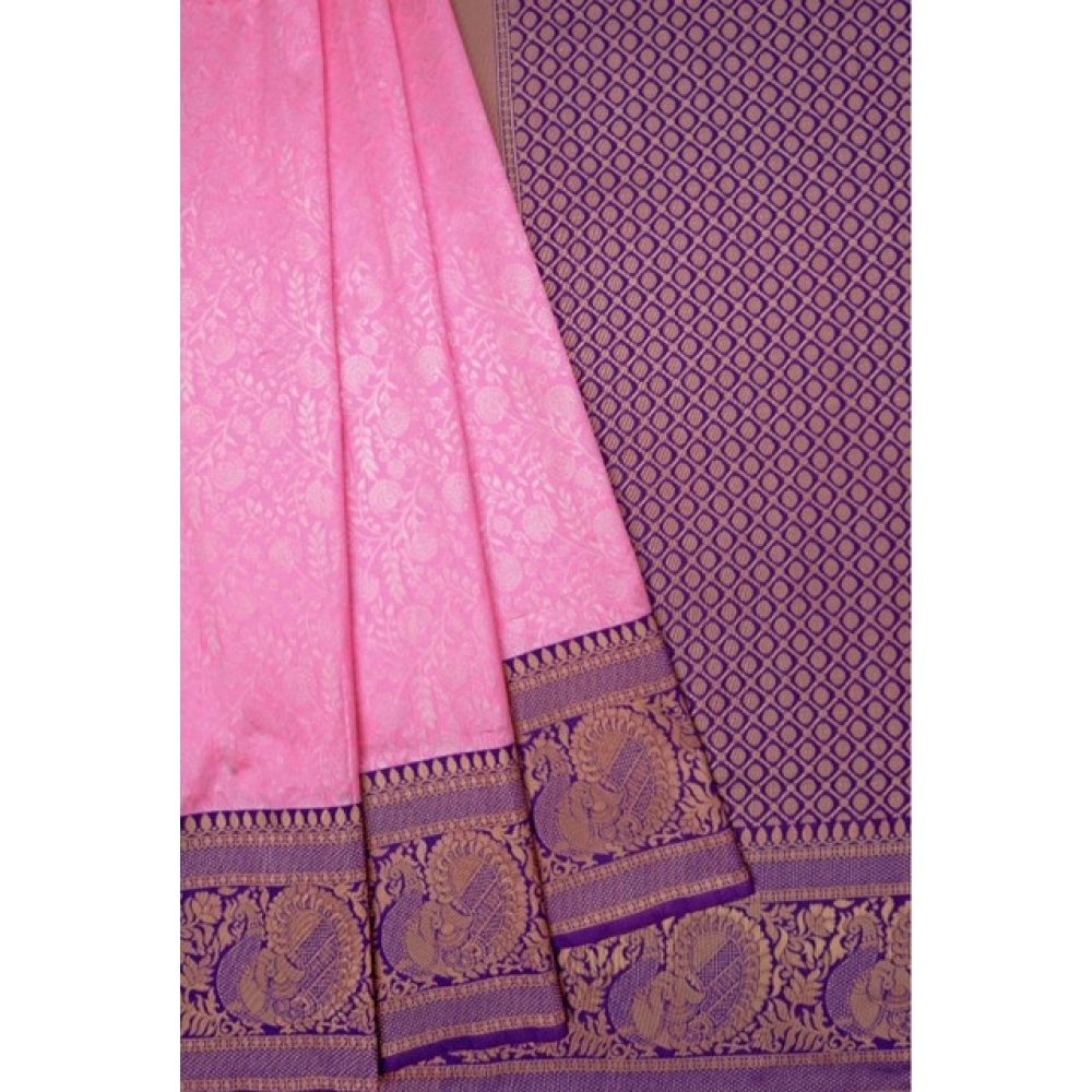 Generic Women's Soft Litchi Silk Jacquard Work Saree With Unstitched Blouse 5.5Mtr (Pink) Generic Women's Soft Litchi Silk Jacquard Work Saree With Unstitched Blouse 5.5Mtr (Pink)