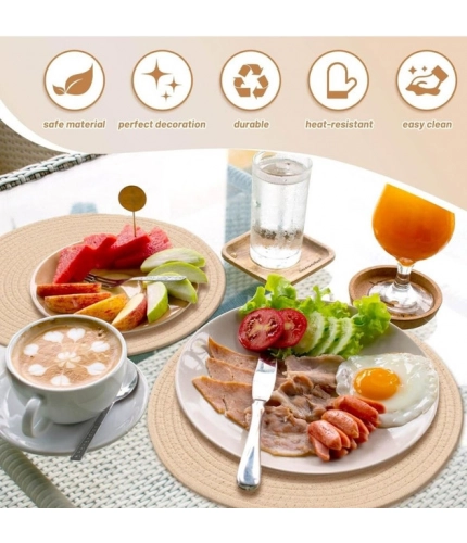 Generic Cotton Dining Table Round Placemat Mats Set of 4 (Cream)