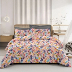 Generic Microfiber Floral Printed Double Bedsheet with 2 Pillow Covers (Multicolor)