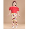Generic Girl's Cotton Lycra Floral Elasticated Jeggings (Multicolor)