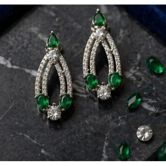 Generic Women's Brass Silver Plated Necklace set (Green) Generic Women's Brass Silver Plated Necklace set (Green)
