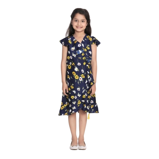 Generic Girl's Polyester Crepe Polka Cold Shoulder Dress (Navy Blue) Generic Girl's Polyester Crepe Polka Cold Shoulder Dress (Navy Blue)