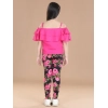 Generic Girl's Cotton Floral Elasticated Jegging and Top Set (Black-Pink) Generic Girl's Cotton Floral Elasticated Jegging and Top Set (Black-Pink)