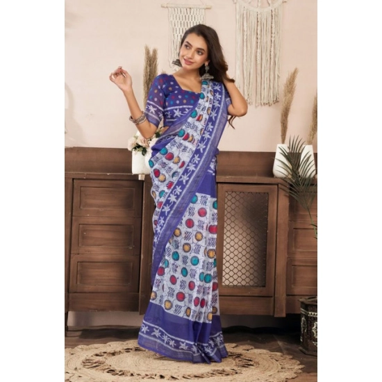 Generic Women's Faux Linen Geometric Print Ready to wear Saree With Unstitched Blouse 5.5Mtr (Blue) Generic Women's Faux Linen Geometric Print Ready to wear Saree With Unstitched Blouse 5.5Mtr (Blue)