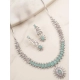 Generic Women's Brass Silver Plated Necklace set (Turquoise)