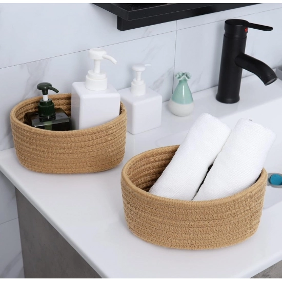 Generic Cotton 8x3 Inch Round 2 Set Bedside Organizer With Out Lid (Beige) Generic Cotton 8x3 Inch Round 2 Set Bedside Organizer With Out Lid (Beige)