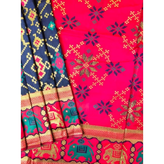 Generic Women's Patola Silk Meena And Zari Woven Saree With Unstitched Blouse 5.5Mtr (Green) Generic Women's Patola Silk Meena And Zari Woven Saree With Unstitched Blouse 5.5Mtr (Green)