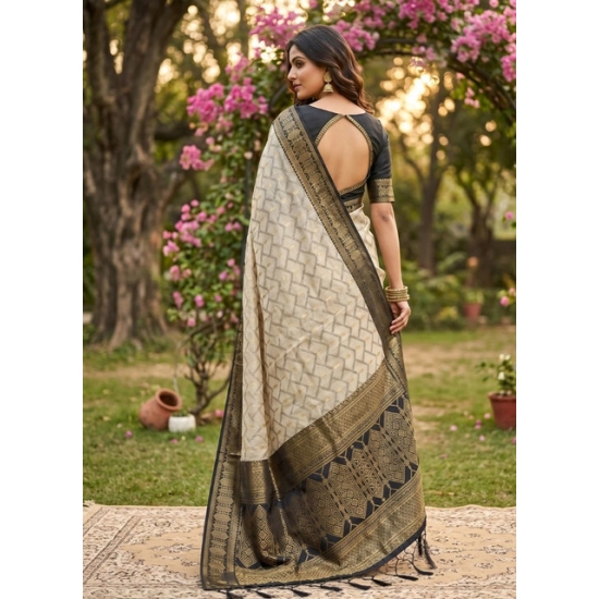 Generic Women's Cotton Printed Saree With Unstitched Blouse 5.5Mtr (Multicolor)