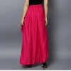 Generic Women's Rayon Ruffled Elasticated Skirt (Pink)