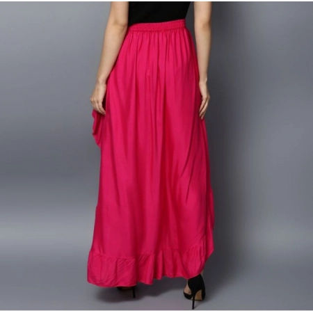 Generic Women's Rayon Ruffled Elasticated Skirt (Pink) Generic Women's Rayon Ruffled Elasticated Skirt (Pink)