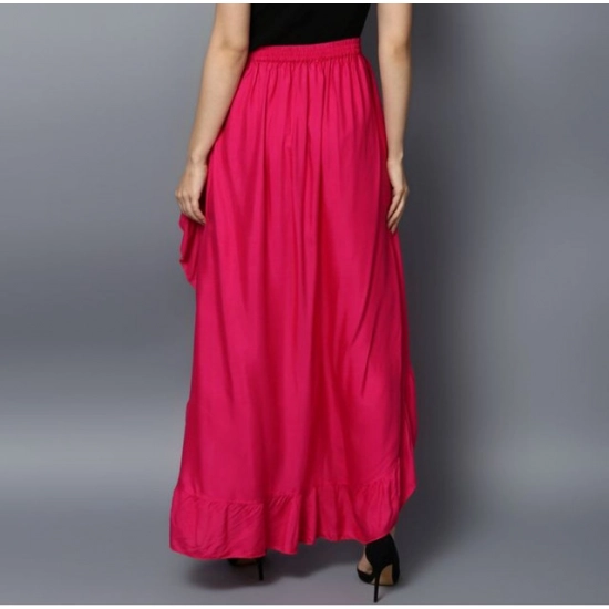 Generic Women's Rayon Ruffled Elasticated Skirt (Pink) Generic Women's Rayon Ruffled Elasticated Skirt (Pink)
