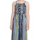 Generic Girl's Rayon Striped Sleeveless Jumpsuit (Blue)