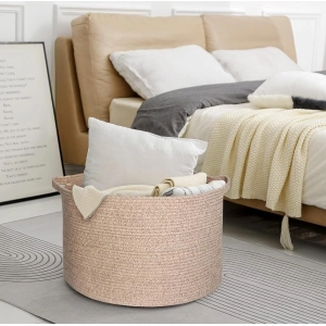 Generic Cotton Pack Of_1 14x12 Inch Storage Basket For Clothes With Out Lid (Kidi)