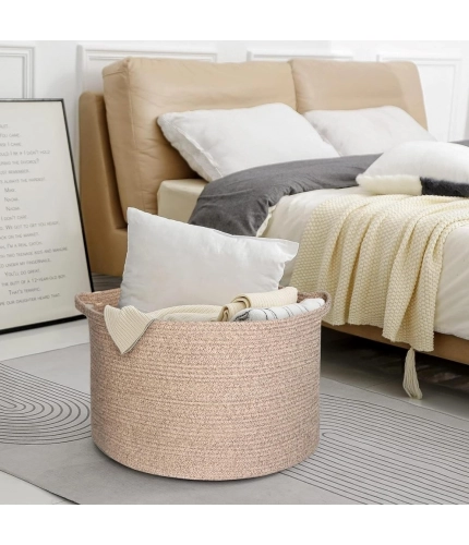 Generic Cotton Pack Of_1 14x12 Inch Storage Basket For Clothes With Out Lid (Kidi)