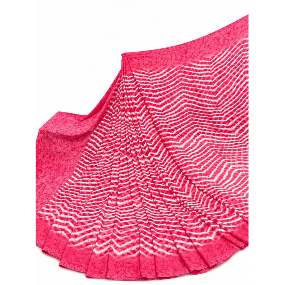 Generic Women's Georgette Printed Saree With Unstitched Blouse 5.5Mtr (Pink)