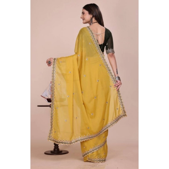 Generic Women's Georgette Embellished Saree With Unstitched Blouse 5.5Mtr (Yellow) Generic Women's Georgette Embellished Saree With Unstitched Blouse 5.5Mtr (Yellow)