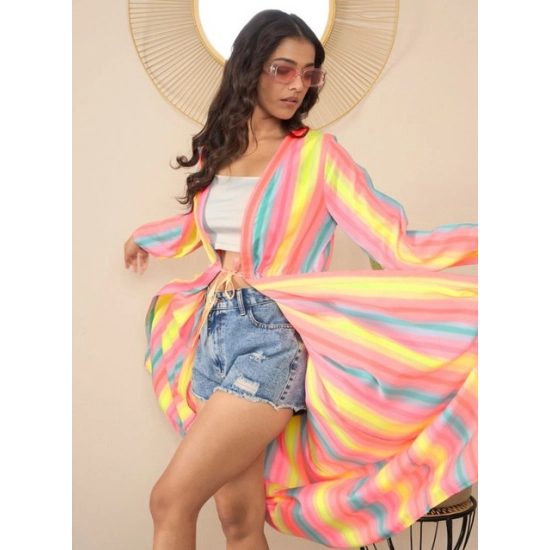 Generic Women's Polyester Crepe Printed Long Sleeves Shrug (Multicolor) Generic Women's Polyester Crepe Printed Long Sleeves Shrug (Multicolor)