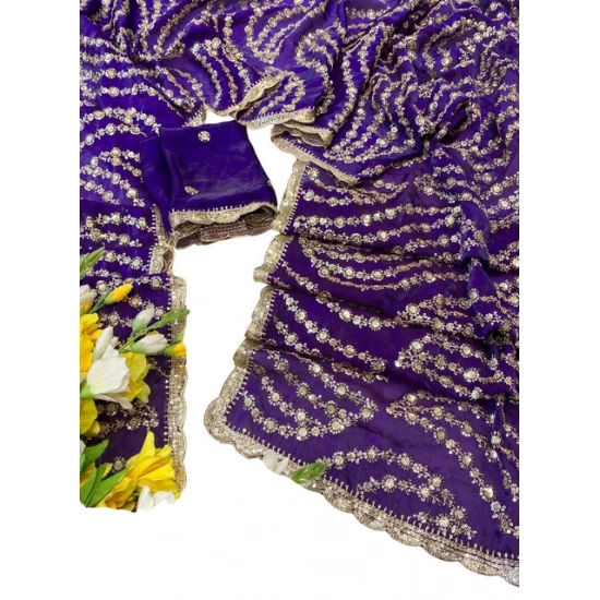 Generic Women's Satin Embellished Saree With Unstitched Blouse 5.5Mtr (Purple) Generic Women's Satin Embellished Saree With Unstitched Blouse 5.5Mtr (Purple)