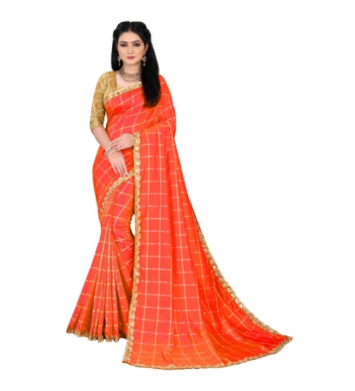 Generic Women's Sana Silk Bandhni Saree With Unstitched Blouse 5.5Mtr (Orange)