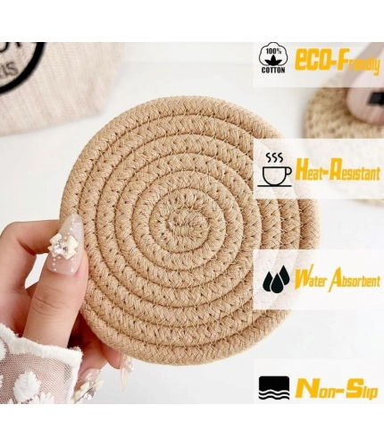 Generic Cotton Rope Drink Coasters 6 Pcs Set (Multicolor)