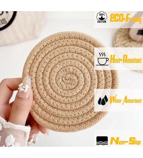 Generic Cotton Rope Drink Coasters 6 Pcs Set (Multicolor)