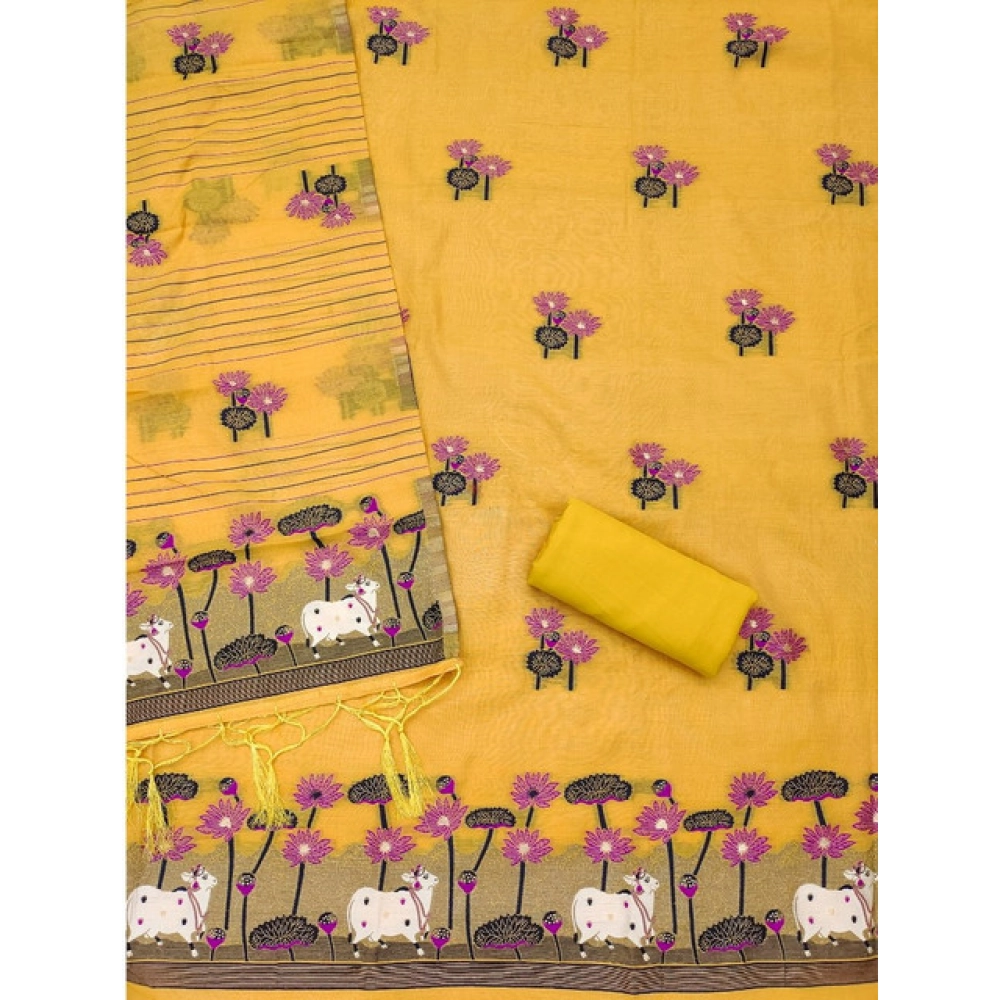 Generic Women's Banarasi Silk Printed Unstitched Salwar Suit Material With Dupatta (Yellow, 3Mtrs) Generic Women's Banarasi Silk Printed Unstitched Salwar Suit Material With Dupatta (Yellow, 3Mtrs)