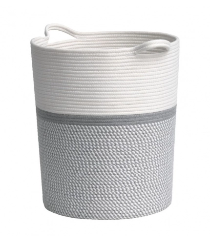 Generic Cotton Pack Of_1 12x14 Inch Storage Basket For Clothes (Grey-White)