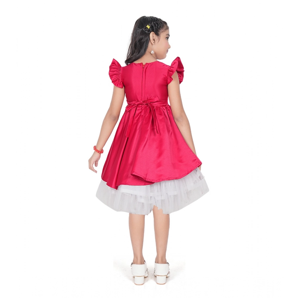 Generic Girl's Satin Soild Short Sleeve V Neck Dress (Pink) Generic Girl's Satin Soild Short Sleeve V Neck Dress (Pink)