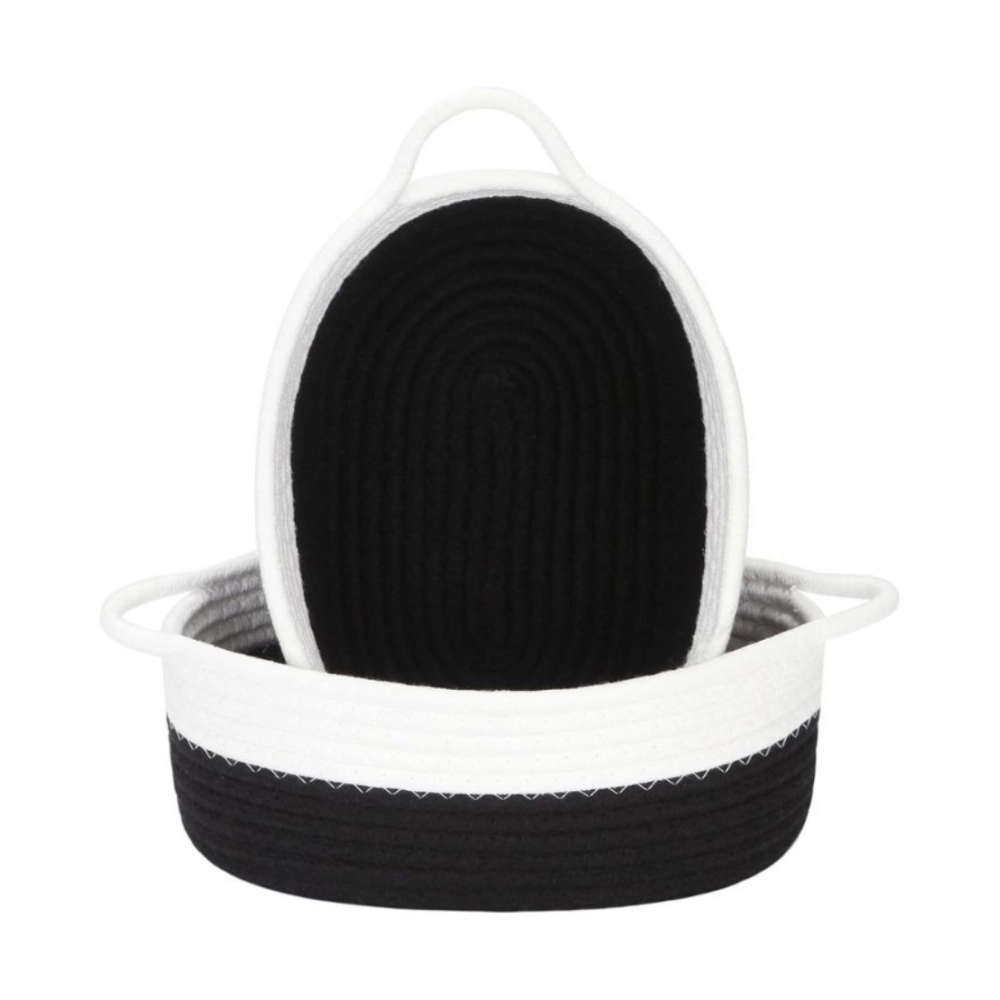 Generic Cotton Black White 2 Pcs Storage Basket For Clothes (Black-White) Generic Cotton Black White 2 Pcs Storage Basket For Clothes (Black-White)