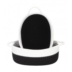 Generic Cotton Black White 2 Pcs Storage Basket For Clothes (Black-White)