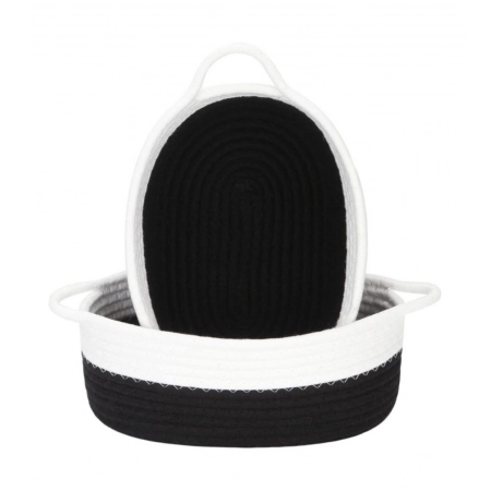 Generic Cotton Black White 2 Pcs Storage Basket For Clothes (Black-White)