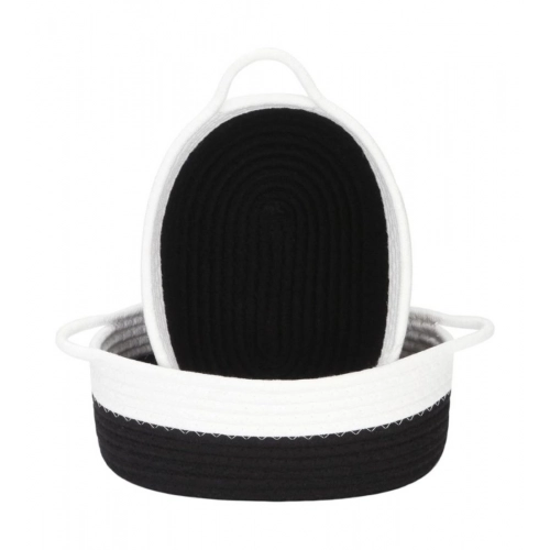 Generic Cotton Black White 2 Pcs Storage Basket For Clothes (Black-White)