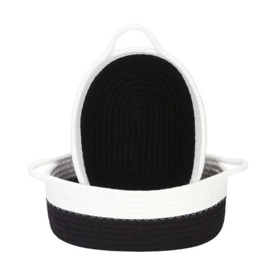 Generic Cotton Black White 2 Pcs Storage Basket For Clothes (Black-White)
