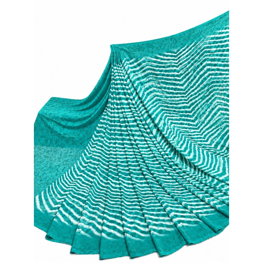 Generic Women's Georgette Printed Saree With Unstitched Blouse 5.5Mtr (Teal)