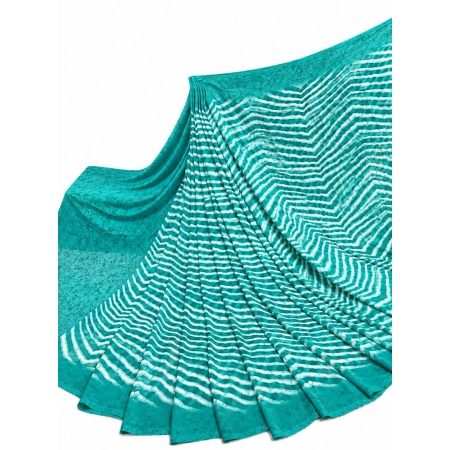 Generic Women's Georgette Printed Saree With Unstitched Blouse 5.5Mtr (Teal)