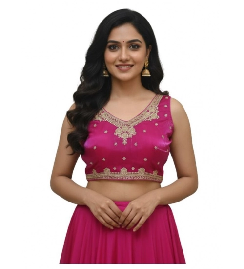 Generic Women's Zimmi Choo Embroidered V-Neck Padded Blouse (Pink 38 Ready (Self Alterable 36–40)