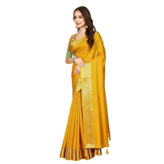 Generic Women's Cotton Blend Checkered Saree With Unstitched Blouse 5.5Mtr (Yellow) Generic Women's Cotton Blend Checkered Saree With Unstitched Blouse 5.5Mtr (Yellow)