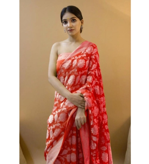 Generic Women's Soft Litchi Silk Jacquard Work Saree With Unstitched Blouse 5.5Mtr (Red) Generic Women's Soft Litchi Silk Jacquard Work Saree With Unstitched Blouse 5.5Mtr (Red)