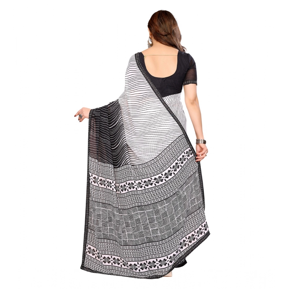 Generic Women's Georgette Printed Saree With Unstitched Blouse 5.5Mtr (Black) Generic Women's Georgette Printed Saree With Unstitched Blouse 5.5Mtr (Black)