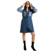 Generic Women's Denim Color Blocking Roll Up Dress (Blue)